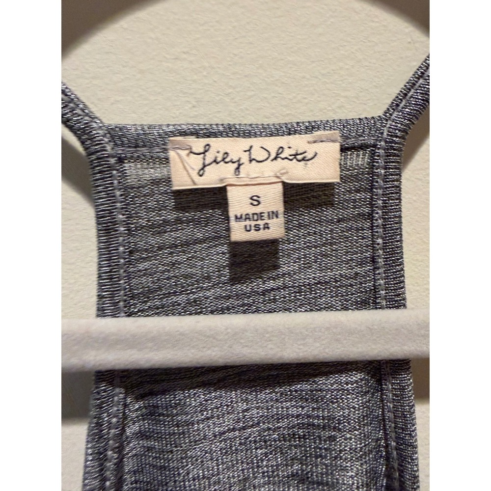 Lily White Gray Surplice Tank Top Spaghetti Strap Racerback Cami Small - Picture 3 of 6